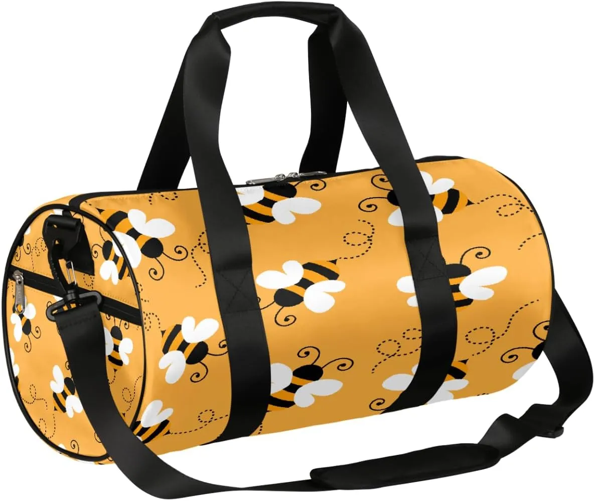 Yellow Bee Sports Gym Bag Duffel Bags Workout Lightweight Shoulder Weekender Bag Travel Duffel Bag for Men Women(Cartoon Bee)