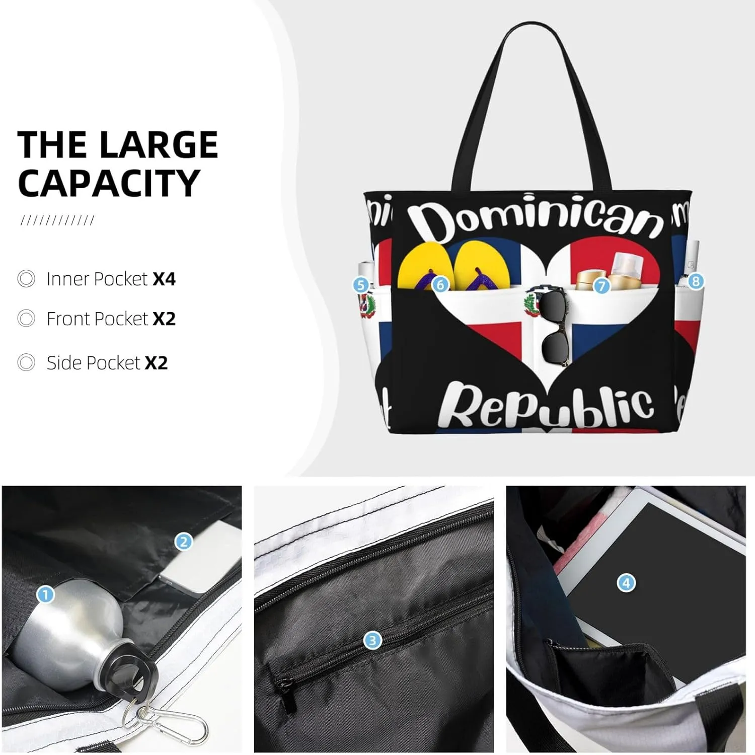 Yemenian Flag Emblem Women Large Beach Bag Travel Weekender Foldable Tote Bag for Pool Beach Vacation Gym