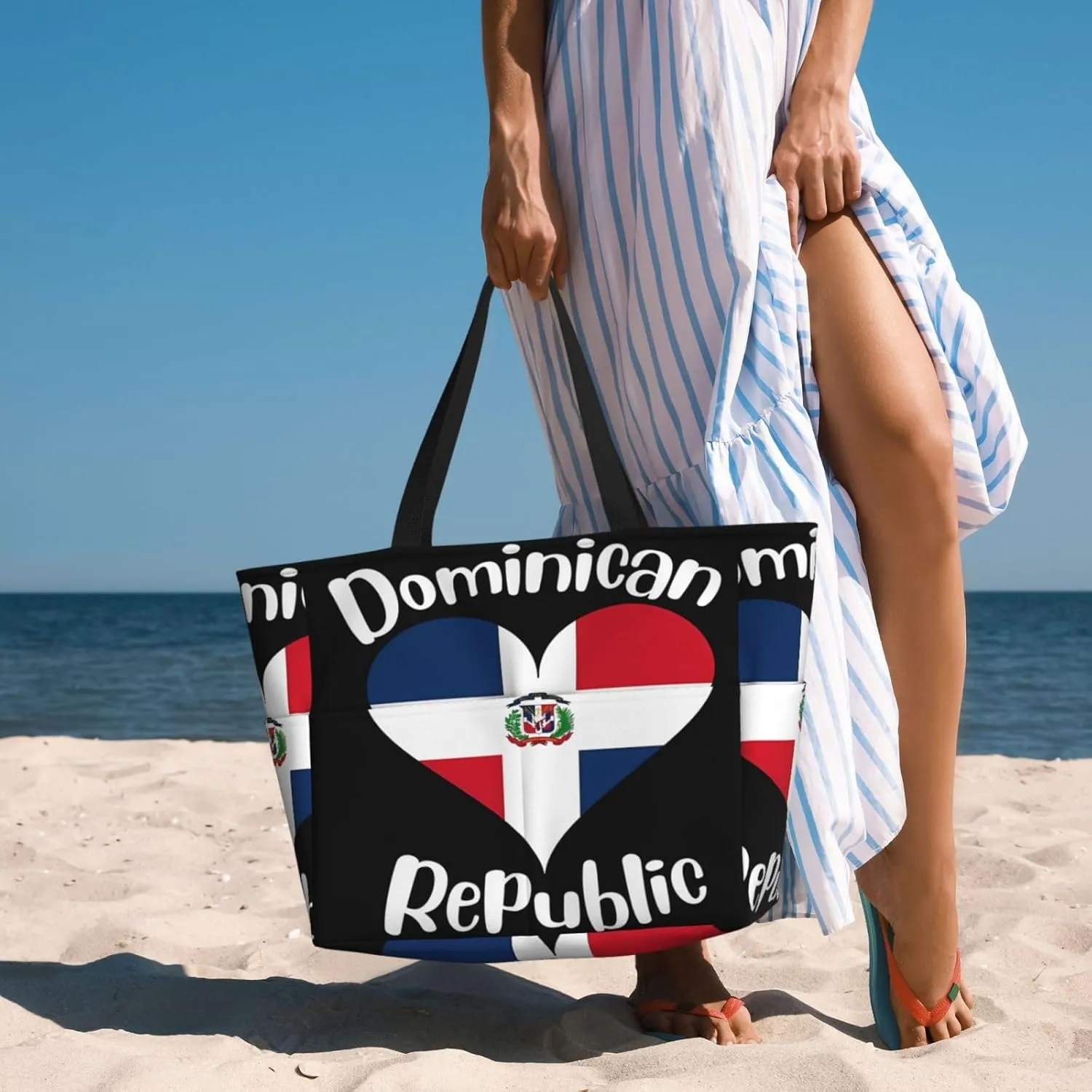 Yemenian Flag Emblem Women Large Beach Bag Travel Weekender Foldable Tote Bag for Pool Beach Vacation Gym