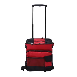 Ymiko Rolling Cooler 43L Large Capacity Foldable Insulated Box Wheeled for Camping Picnic Red