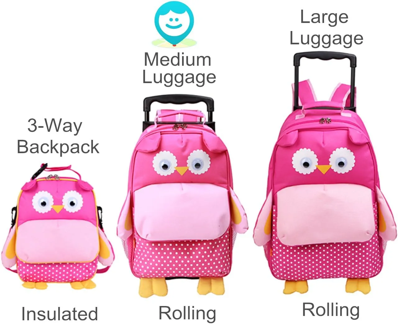 Yodo 3-Way Kids Suitcase Luggage or Toddler Rolling Backpack with wheels