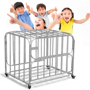 Yoga Mat Weight Rack Ball Rack Ball Basket Ball Trolley Rolling Ball Trolley with Wheels, Metal Basketball Storage Bin Rack for Organising Footballs, Volleyball, Tennis Balls,100x70x80cm/39.