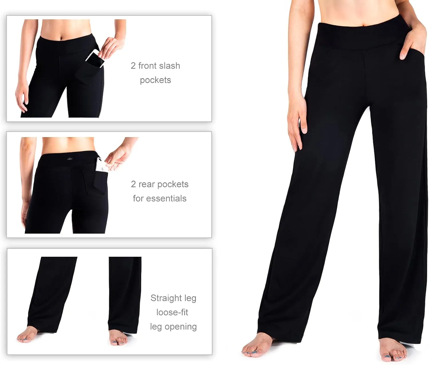 Yogipace Women's Petite/Regular/Tall Straight Leg Loose Fit Yoga Pants Lightweight Lounge Sweatpants