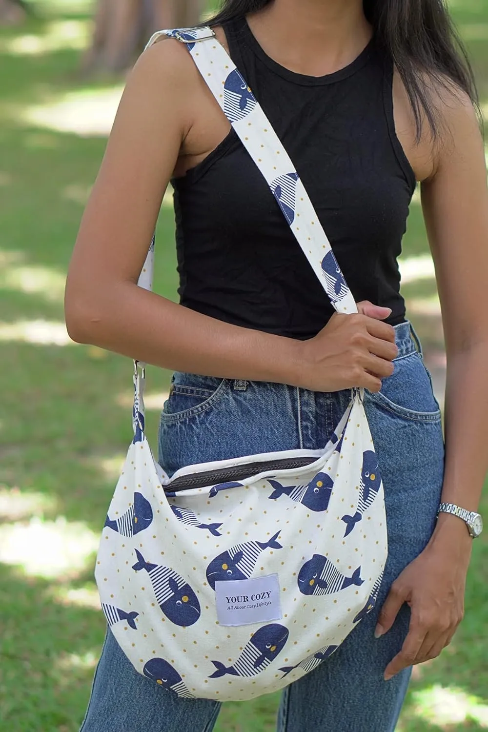 Your Cozy Women's Sling Crossbody Bags Large Shoulder Shopping Hobo Bag Handbag Top Zip Bags Handmade Messenger Bag