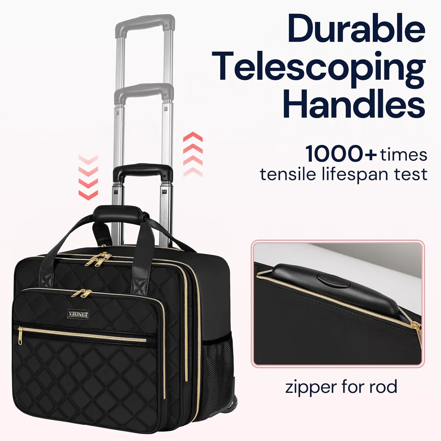 Ytonet Rolling Laptop Bag Women, Rolling Briefcase for Women, 17.3 Inch Laptop Bag with Wheels Rolling Computer Bag Laptop Case for Work Travel College Business Wife Mom Teacher, Black