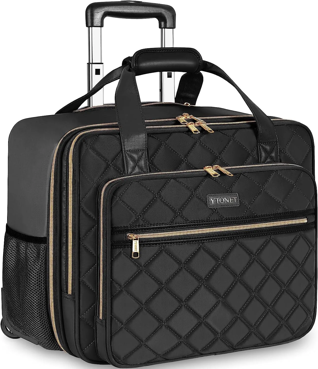 Ytonet Rolling Laptop Bag Women, Rolling Briefcase for Women, 17.3 Inch Laptop Bag with Wheels Rolling Computer Bag Laptop Case for Work Travel College Business Wife Mom Teacher, Black