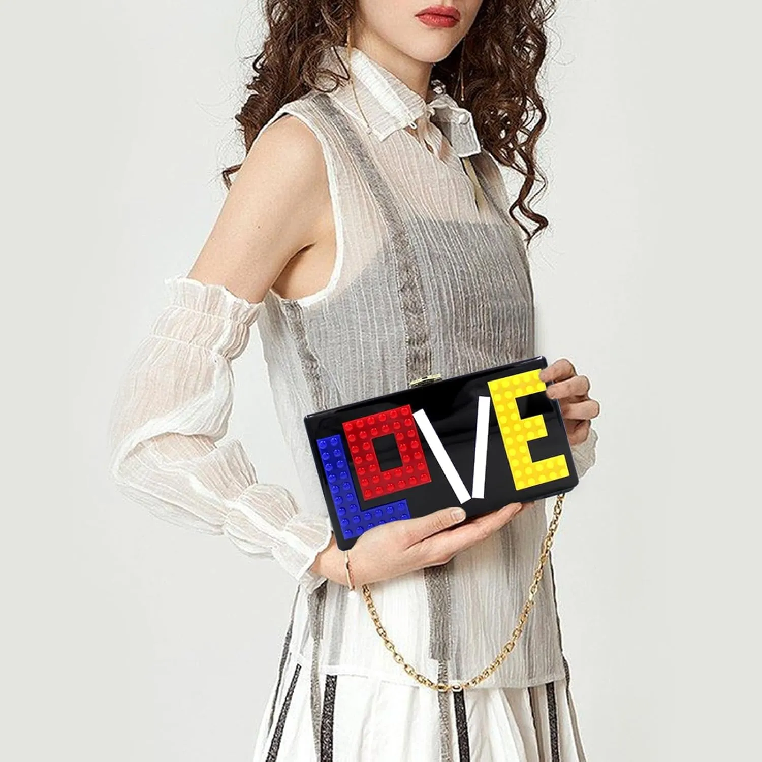 YYW Love Acrylic Clutch, Acrylic Box Evening Clutch Bag Purse Handbag for Women Wedding Party Cocktail Handbag