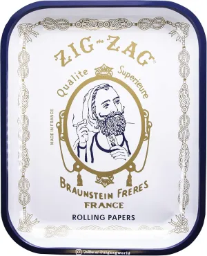 Zig Zag 14 inch x 11 inch Metal Rolling Tray -Original White Color   Beamer Smoke Sticker…