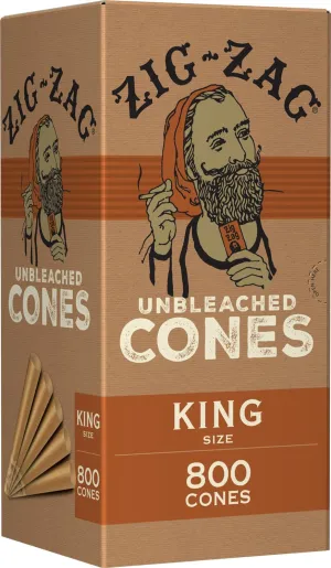 ZIG-ZAG Pre Rolled Cones - Natural Unbleached, Easy & Convenient - King Size, 800 Pack, Prerolled