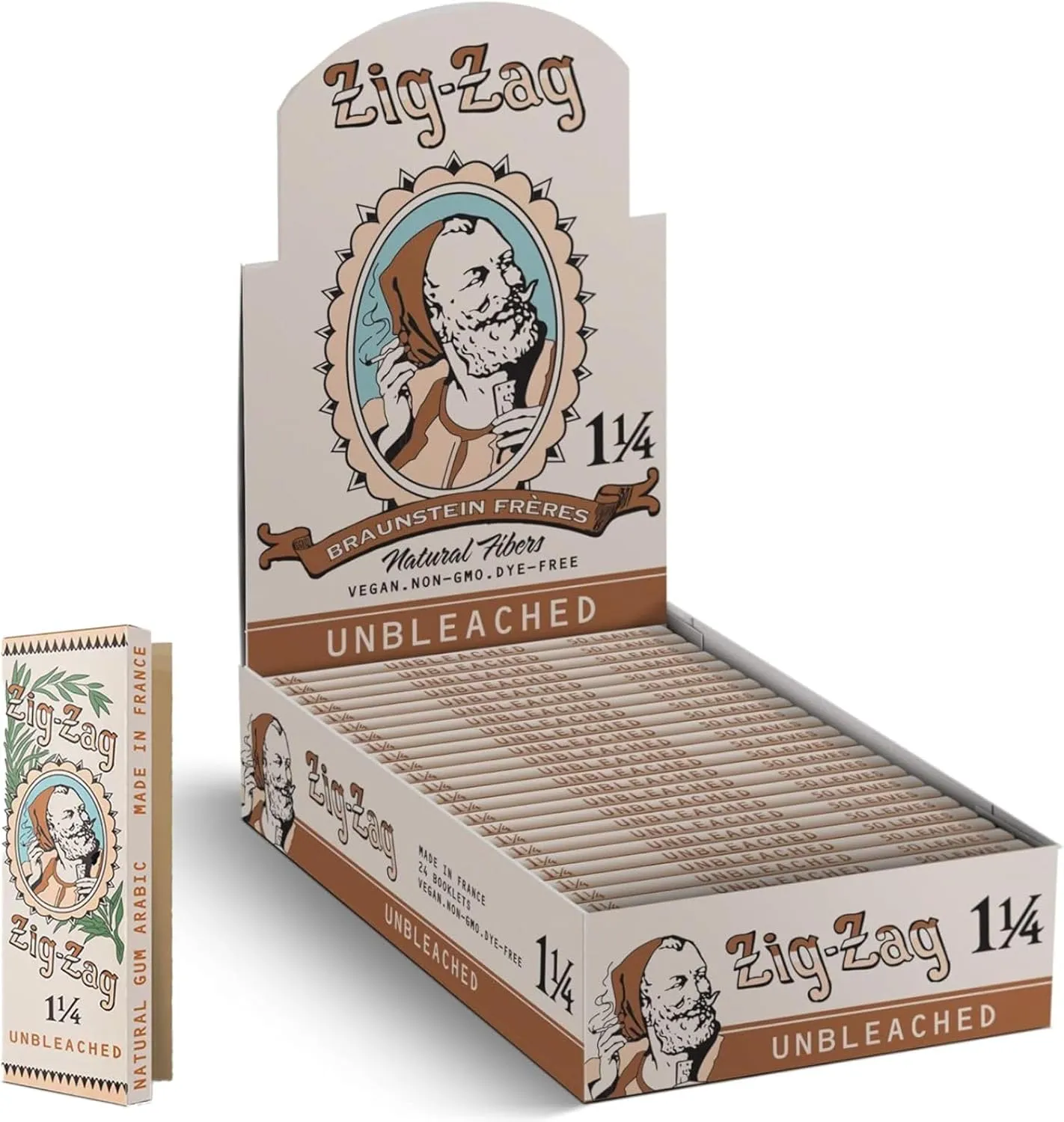 ZIG-ZAG Rolling Papers 1¼ Unbleached - Limited Edition Vintage (24 Booklets) - 50 Sheets Each