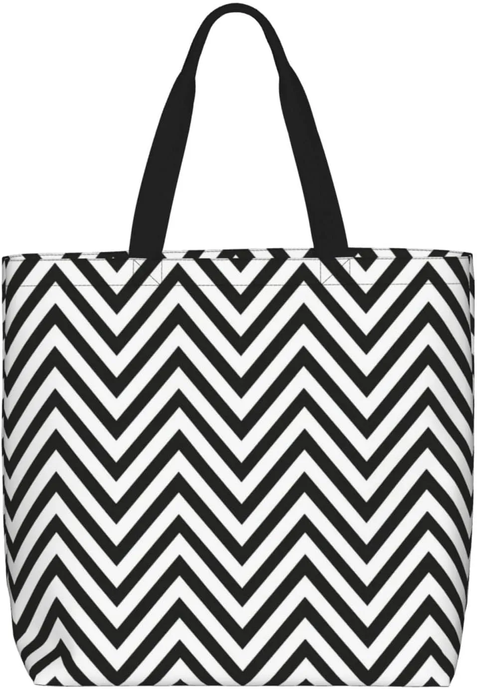 Zigzag Stripe Print Tote Bag Casual Shoulder Bag Handbag Reusable Shopping Travel Bag Gifts For Women