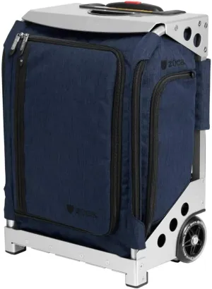 ZUCA Navigator 20-Inch Carry On Luggage Suitcase with Wheels Airline Approved, Built-In Seat Ultimate Organization Lightweight & Durable Ideal for Business & Leisure Travel Navy w/Silver Frame