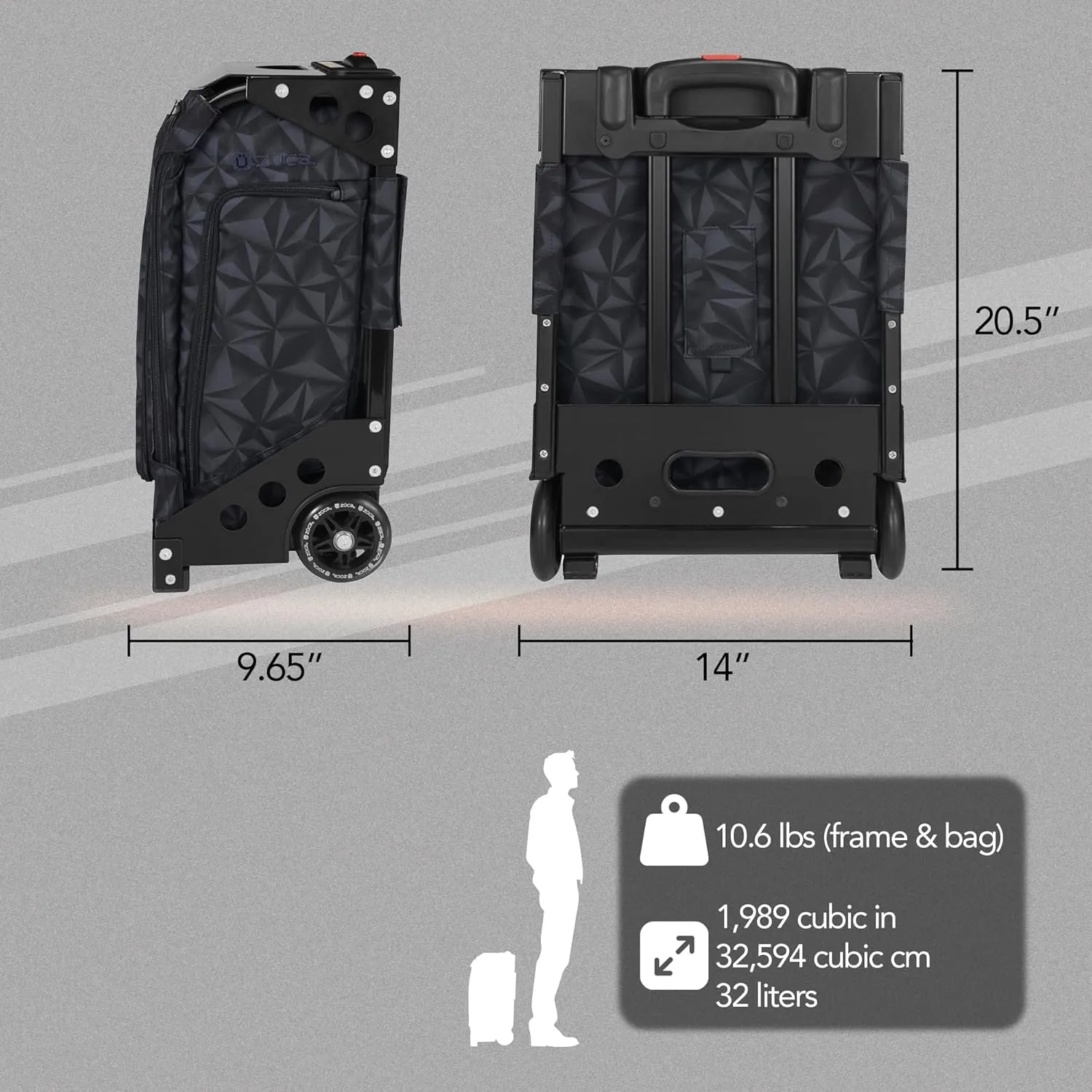 ZUCA Navigator 20-Inch Carry On Luggage Suitcase with Wheels Airline Approved, Built-In Seat Ultimate Organization Lightweight & Durable Ideal for Business & Leisure Travel Strata w/Silver Frame